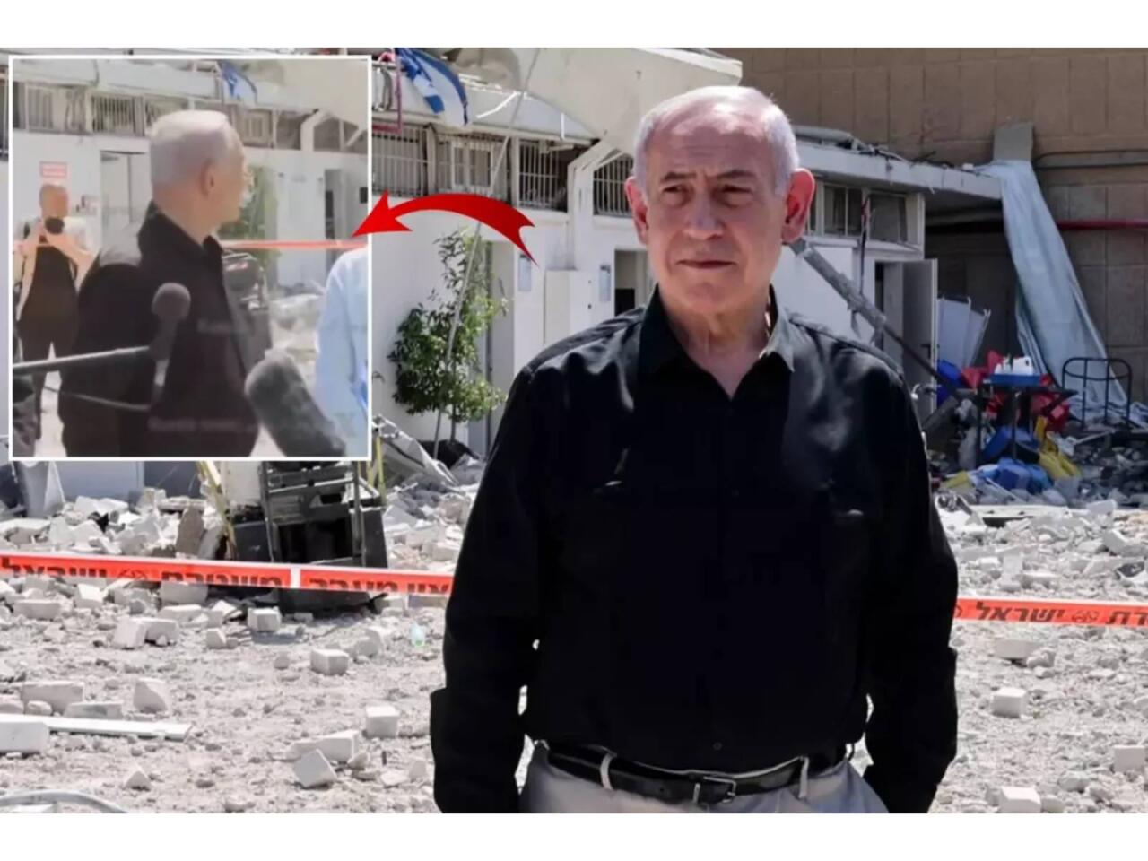Netanyahu canlı yayımda danışarkən İranın vurduğu bina çökdü  VİDEO