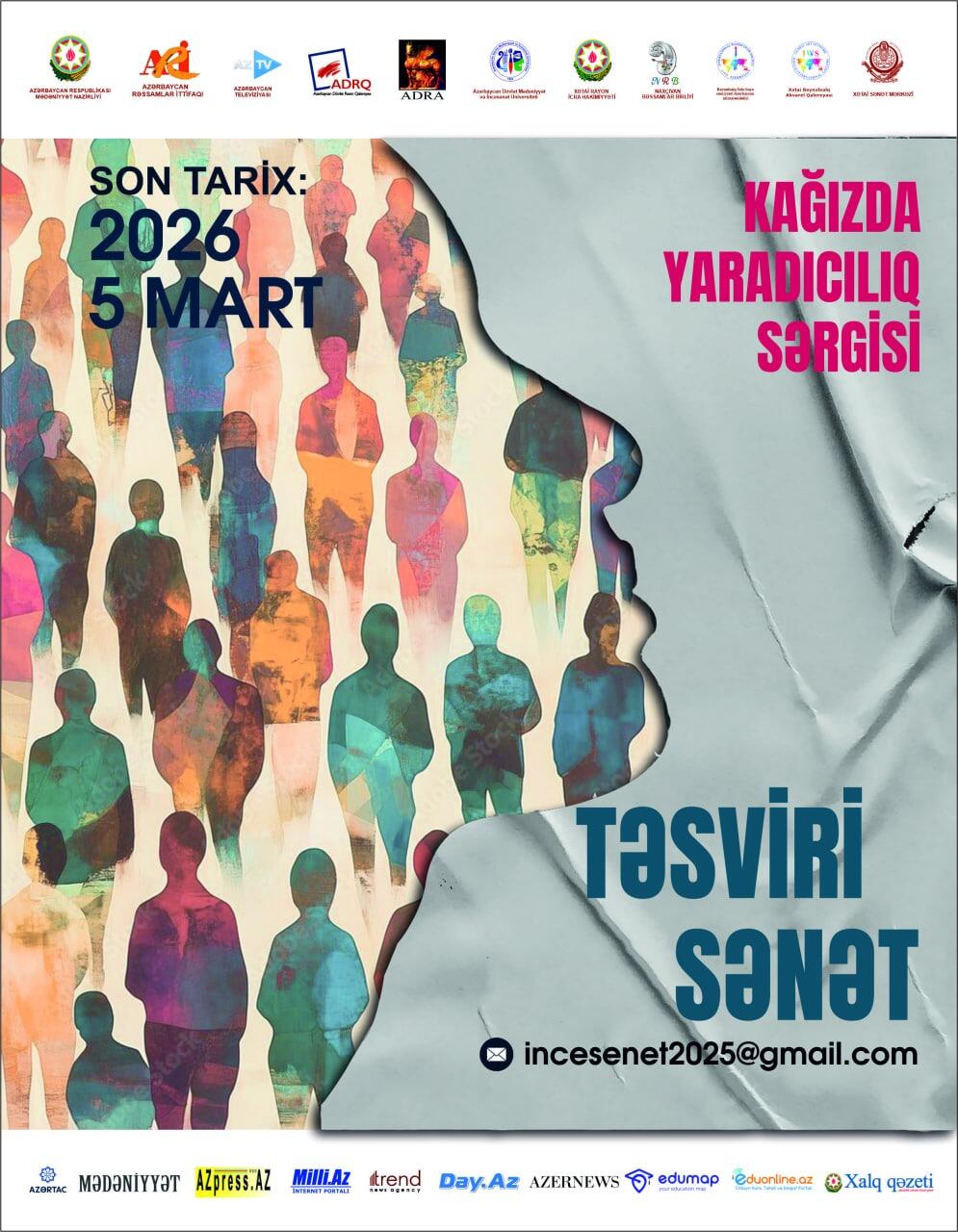 “Təsviri Sənət Kağızda” adlı yaradıcılıq sərgisinə əsərlərin qəbulu elan edilib