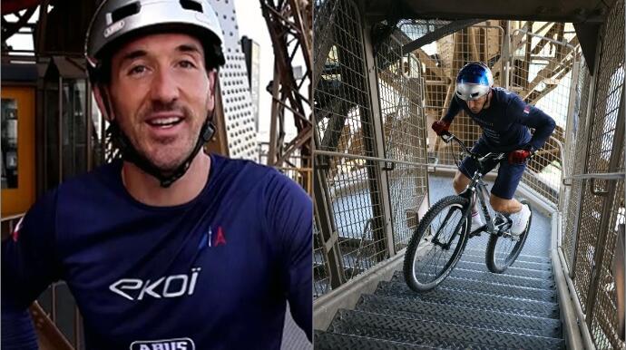 Eyfel qülləsinə velosipedlə qalxdı