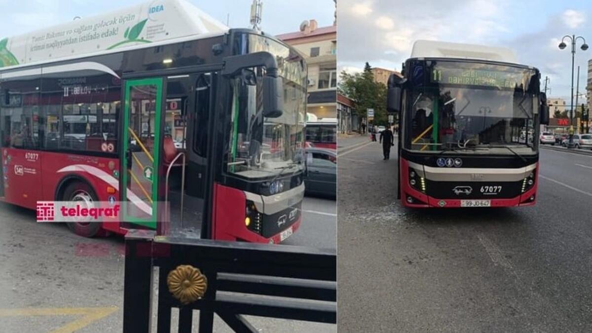 Sərxoş sərnişin avtobusun şüşəsini qırdı 