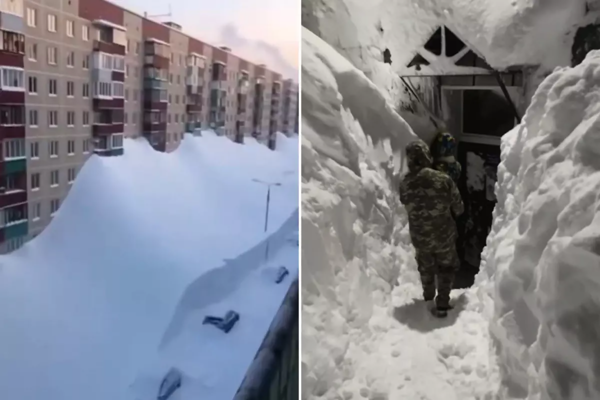 Buz d&ouml;vr&uuml;n&uuml; xatırladan g&ouml;r&uuml;nt&uuml;lər: qar 4c&uuml; mərtəbəyə &ccedil;atdı 