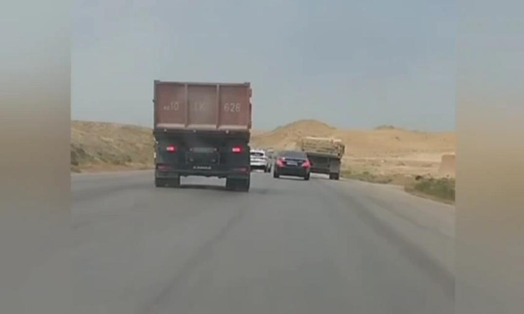 Yollarda təhlükə yaradan “Kamaz” sürücüsü inzibati qaydada həbs edildi 