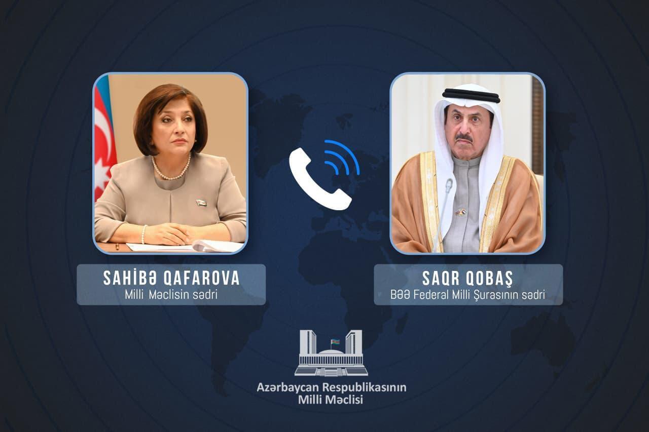 Sahibə Qafarova BƏƏ Federal Milli Şurasının sədri ilə İranın əsassız h&uuml;cumlarını m&uuml;zakirə edib