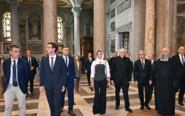 Mehriban Əliyeva Vatikanda Müqəddəs Pavel Bazilikasında həyata keçirilən bərpa işləri ilə tanış olub 