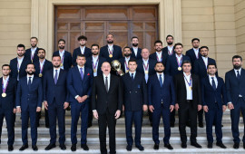 Prezident minifutbol üzrə milli komandamızın üzvlərini qəbul etdi