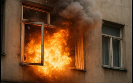 Bakıda daha bir yaşayış binası yanır