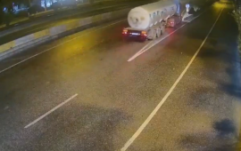 “20 Yanvar”da LPG daşıyan yük maşını belə qəza törətdi  ANBAAN VİDEO